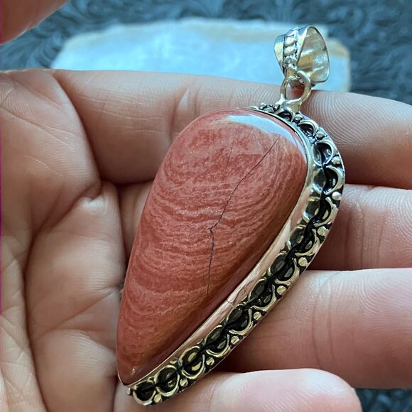 Red Rainbow Jasper Pendant Stone Crystal Jewelry - Picture 4 of 7